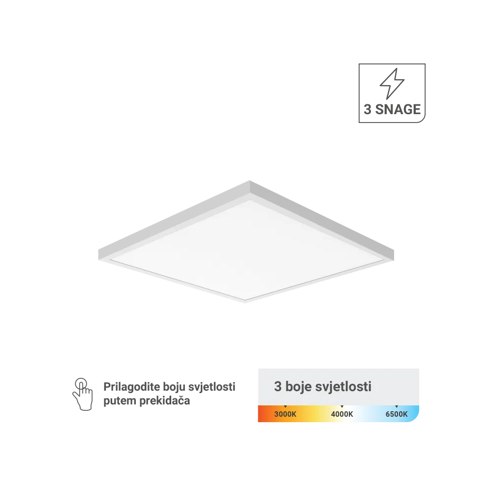 Surface-mounted LED panel 600 × 600 mm 36/40/48 W 3CCT | PLX-SF-6060-48W