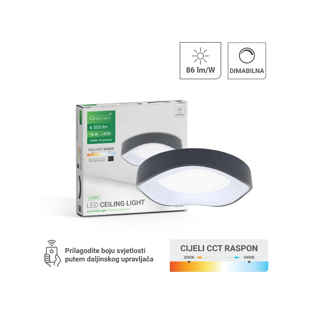 Pametna LED stropna svetilka 76 W 6500 lm 3000–6000 K | ASTRA-L