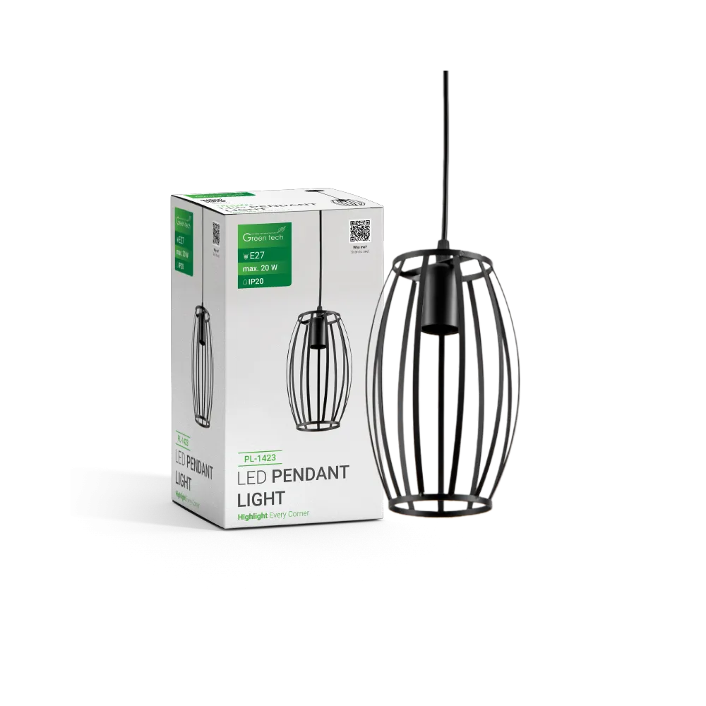 Black pendant light E27 up to 20 W | PL-1423