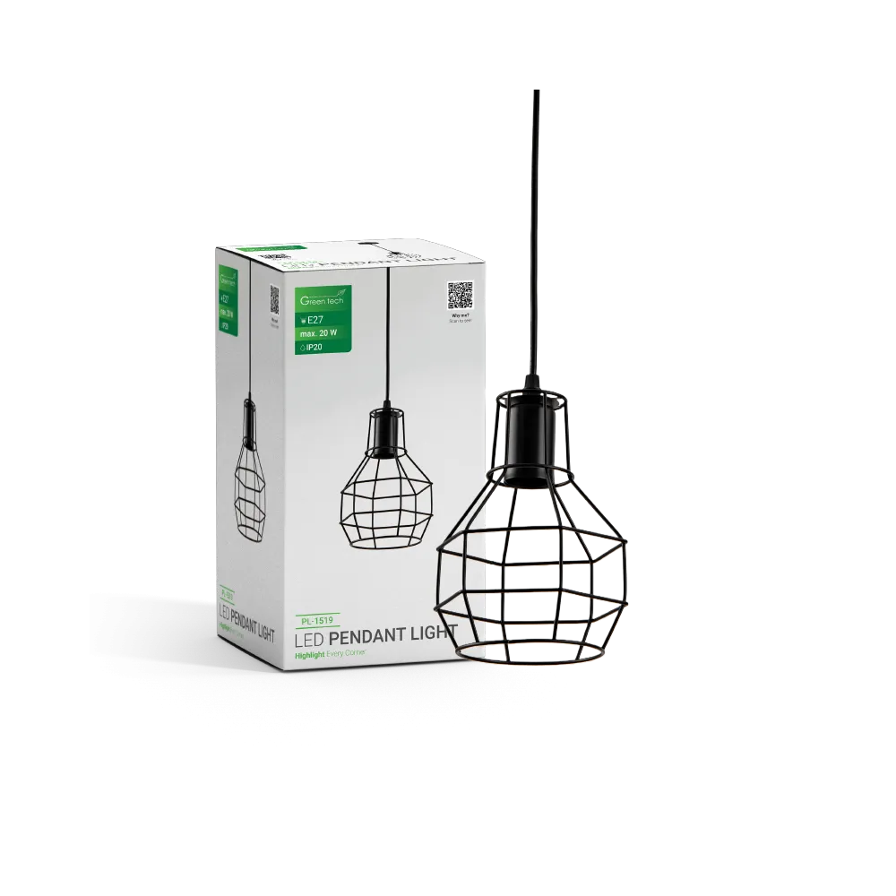 Black pendant light E27 up to 20 W | PL-1519