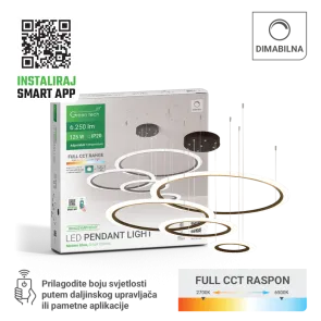 Pametna LED viseča svetilka 125 W 6250 lm | RINGSYMPHONY