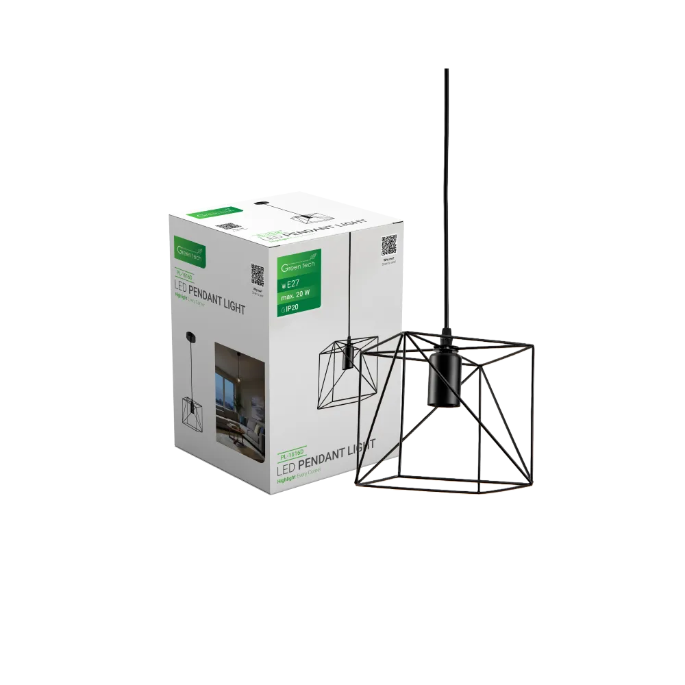 Črna viseča svetilka E27 do 20 W | PL-1616D