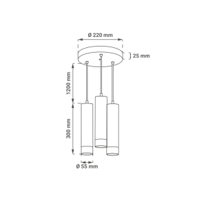 Pendant light 3 × GU10 round base | VELORA-3S