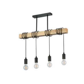 Retro pendant light 4 × E27 wood-metal | OLD OAK-4W