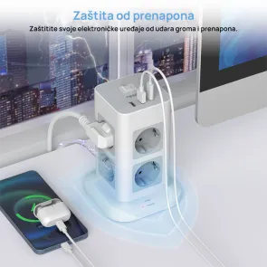 Power strip 8 × AC + 3 USB 3600 W 2 m | TPS03-DE-C