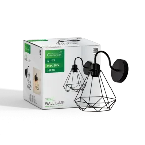 Black wall light E27 up to 20 W | WL-2019