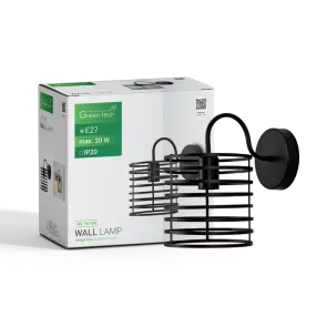 Črna stenska svetilka E27 do 20 W | WL-1616R
