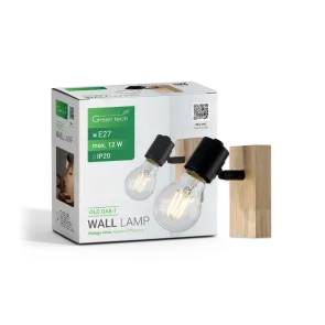 Retro wall light E27 black-brown | OLD OAK-1