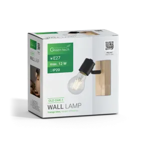 Retro wall light E27 black-brown | OLD OAK-1