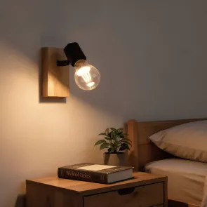 Retro wall light E27 black-brown | OLD OAK-1