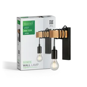 Retro wall light E27 wood-metal | OLD OAK-1W