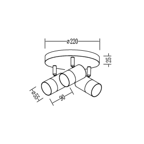 Black-gold round spot light 3 × GU10 | NOIRLUX-3R