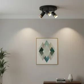 Black-gold round spot light 3 × GU10 | NOIRLUX-3R