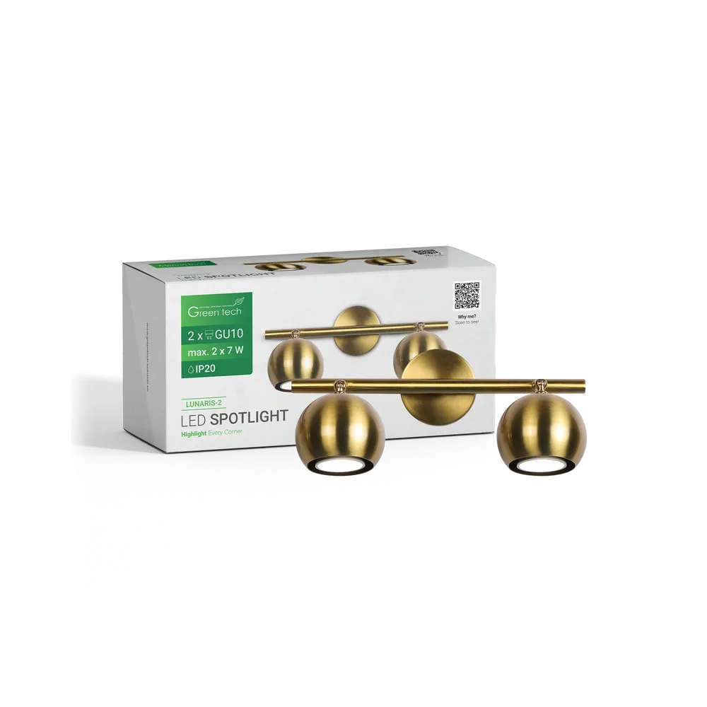 Gold spot light 2 × GU10 | LUNARIS-2
