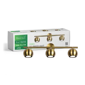 Gold spot light 3 × GU10 | LUNARIS-3