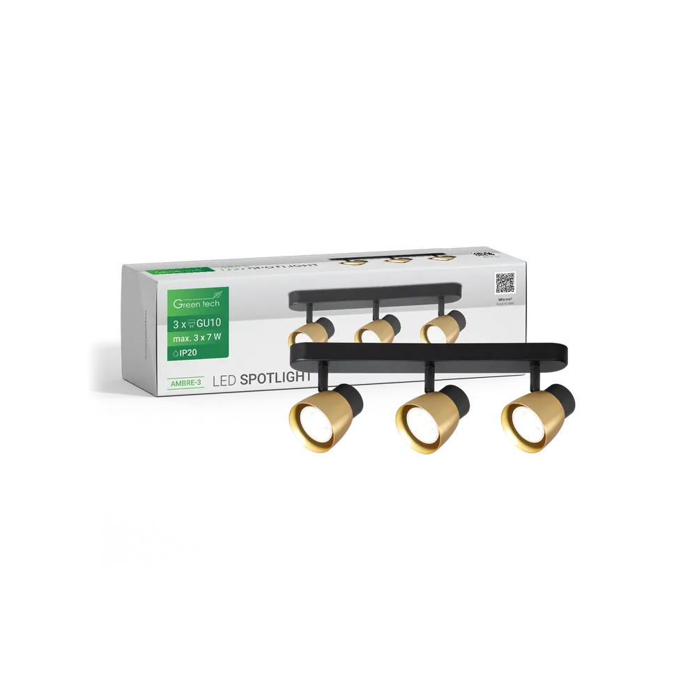 Black-gold spot light 3 × GU10 | AMBRE-3