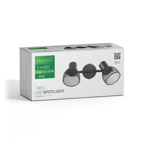 Črna spot svetilka 2 × E27 do 2 × 12 W | AUREA-2