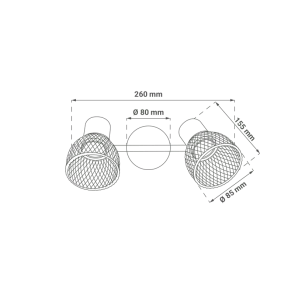 Black spot light 2 × E27 up to 2 × 12 W | AUREA-2