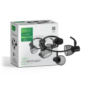 Black spot light 3 × E27 up to 3 × 12 W | AUREA-3
