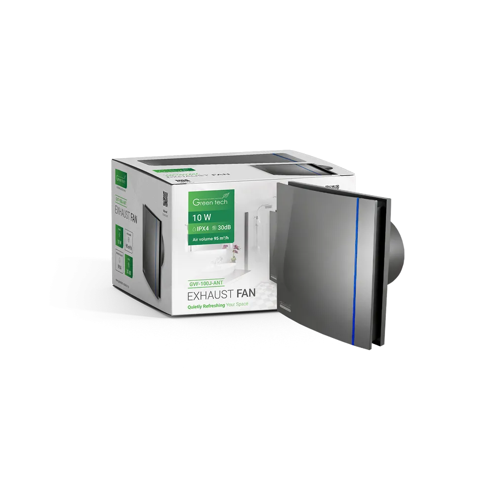Izpušni ventilator 10 W 95 m³/h IPX4 antracit | GVF-100J-ANT