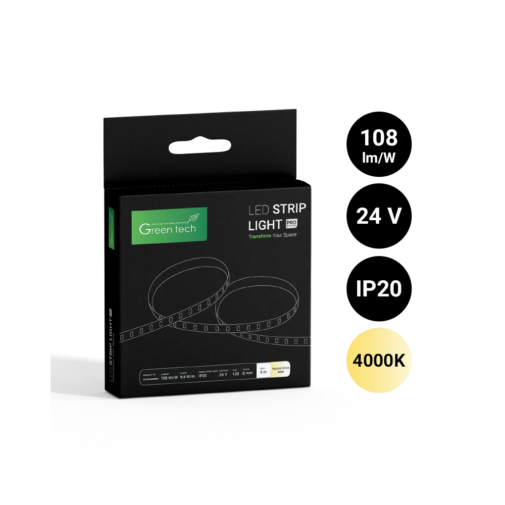 LED strip 9.6 W/m 120 LEDs/m 4000 K | ES120244000IP20