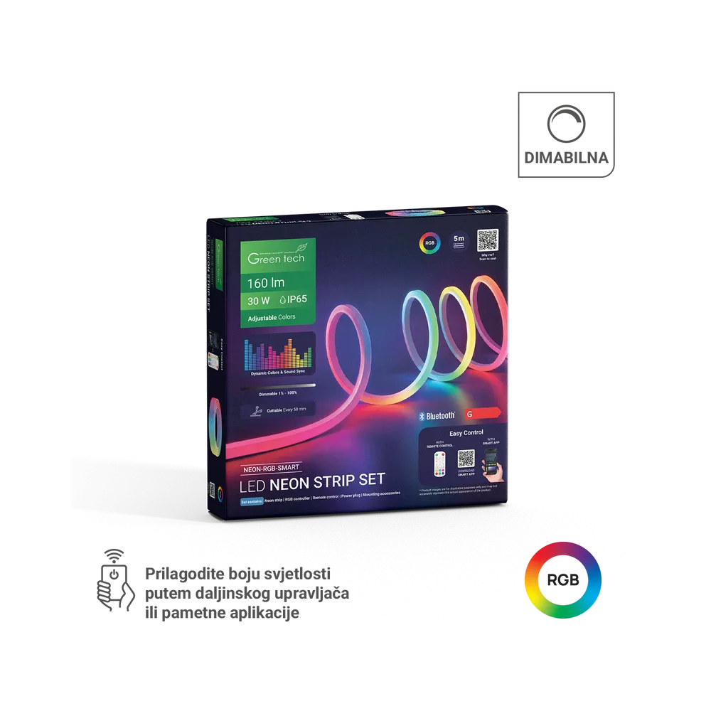 Smart RGB NEON LED set 5 m 30 W IP65 | NEON-RGB-SMART