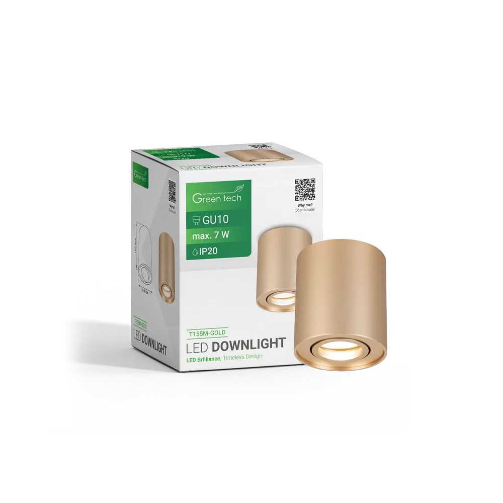 Gold surface-mounted GU10 light up to 7 W | T155M-GOLD