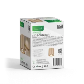 Gold surface-mounted GU10 light up to 7 W | T155M-GOLD