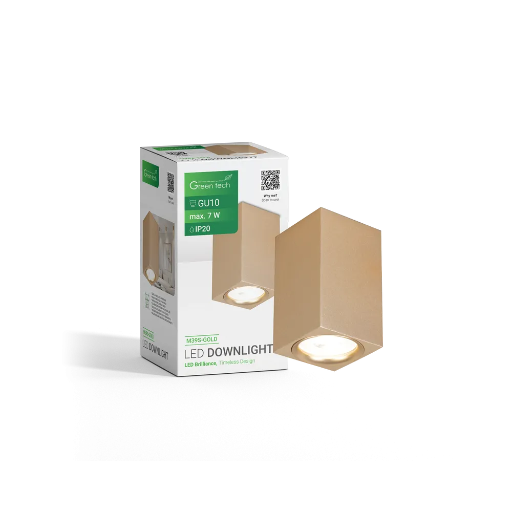Gold surface-mounted GU10 downlight up to 7 W | M39S-GOLD