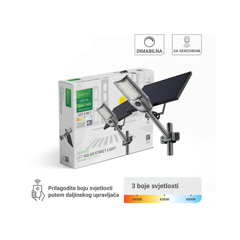 Solar street light 200 W 3CCT IP65 | SLE-200W-3CCT