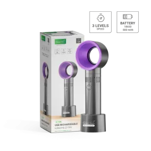 Prenosni ventilator 1,9 W 800 mAh črno-vijoličen | HH-F36BP