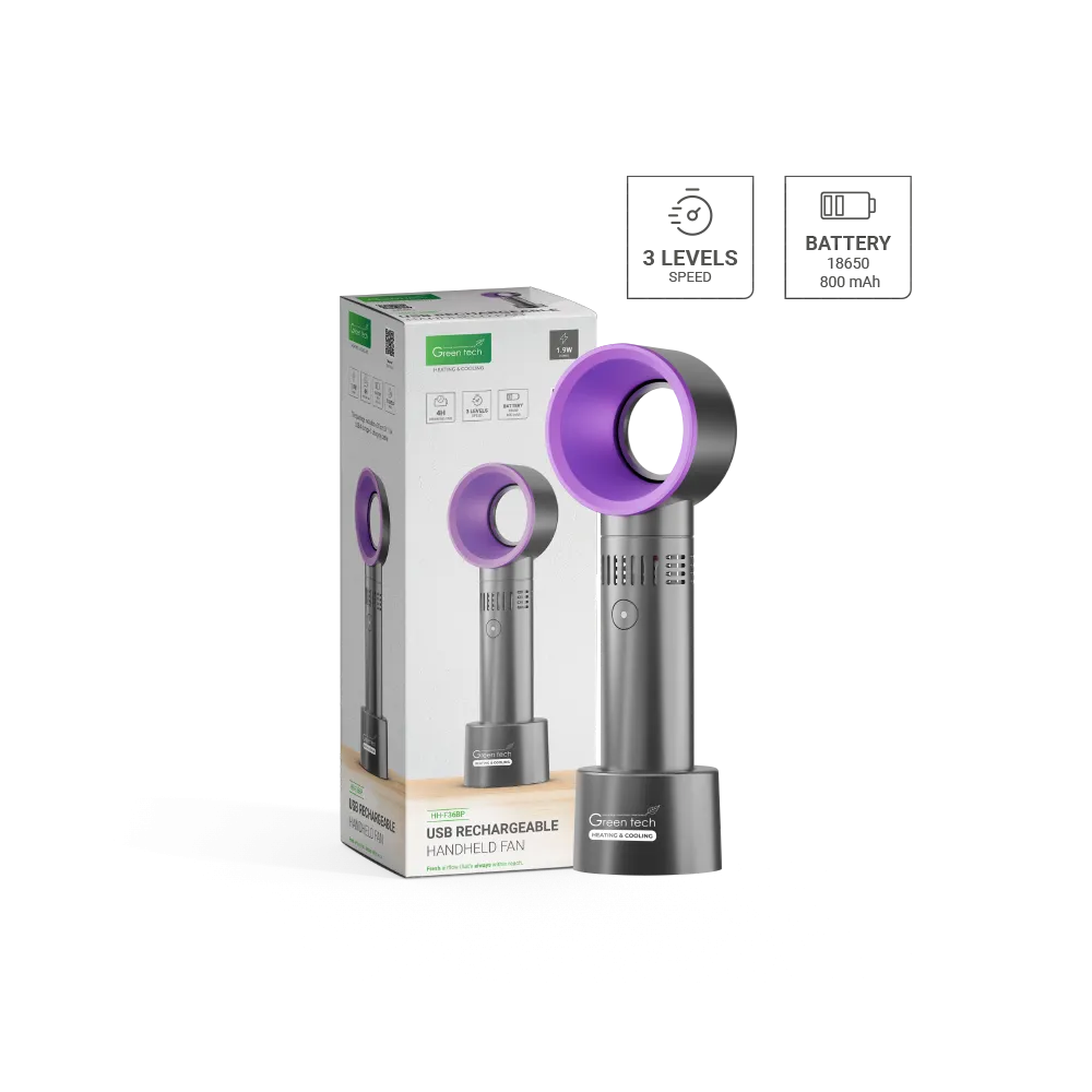 Prenosni ventilator 1,9 W 800 mAh črno-vijoličen | HH-F36BP