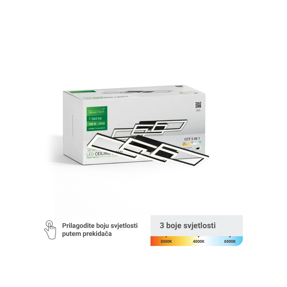 Black LED light 108 W 7560 lm 3CCT | VECTORLIGHT-108W