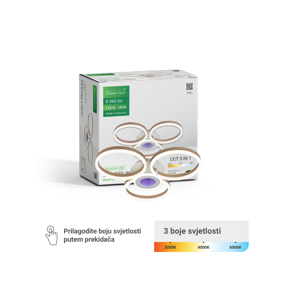Dekorativna LED svetilka 128 W 3CCT | OPALGLOW-128W