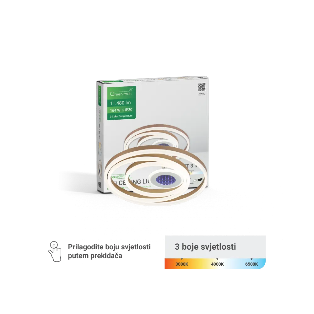Decorative LED ceiling light 164 W 3CCT | OPALGLOW-164W