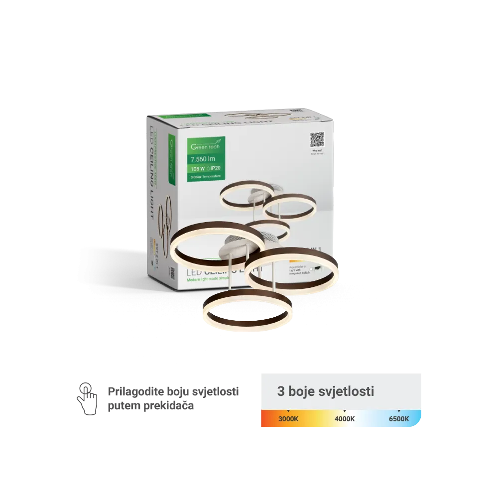Rjava LED svetilka 108 W 7560 lm 3CCT | LUMAPRESTIGE-108
