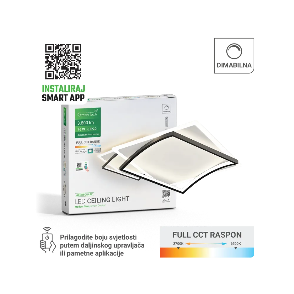 Smart LED light 76 W 2700–6500 K | AEROSQUARE