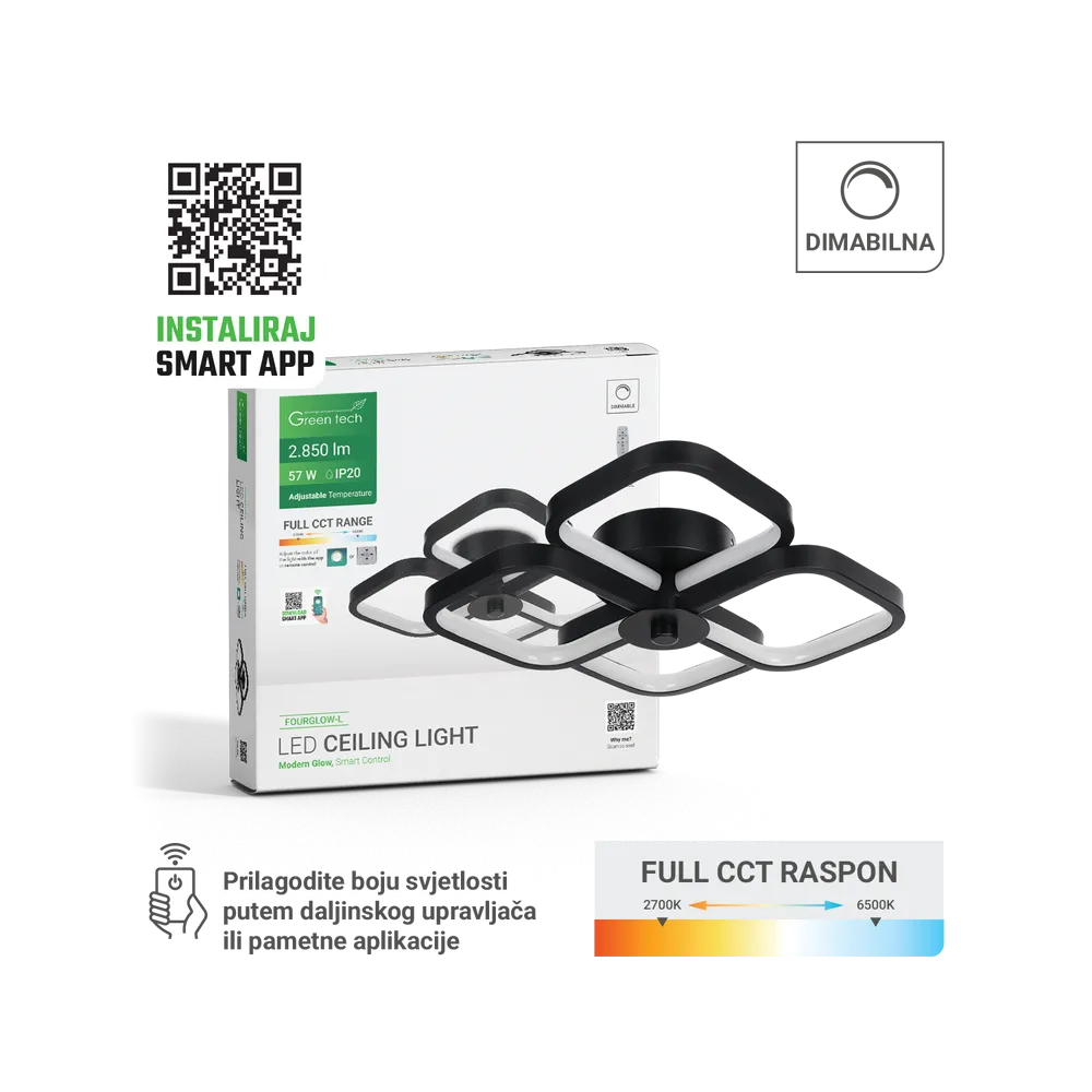 Smart LED light 57 W 2700–6500 K | FOURGLOW-L
