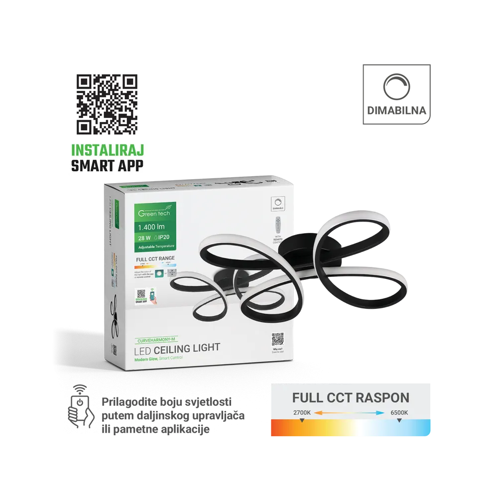 Smart LED light 28 W 2700–6500 K | CURVEHARMONY-M