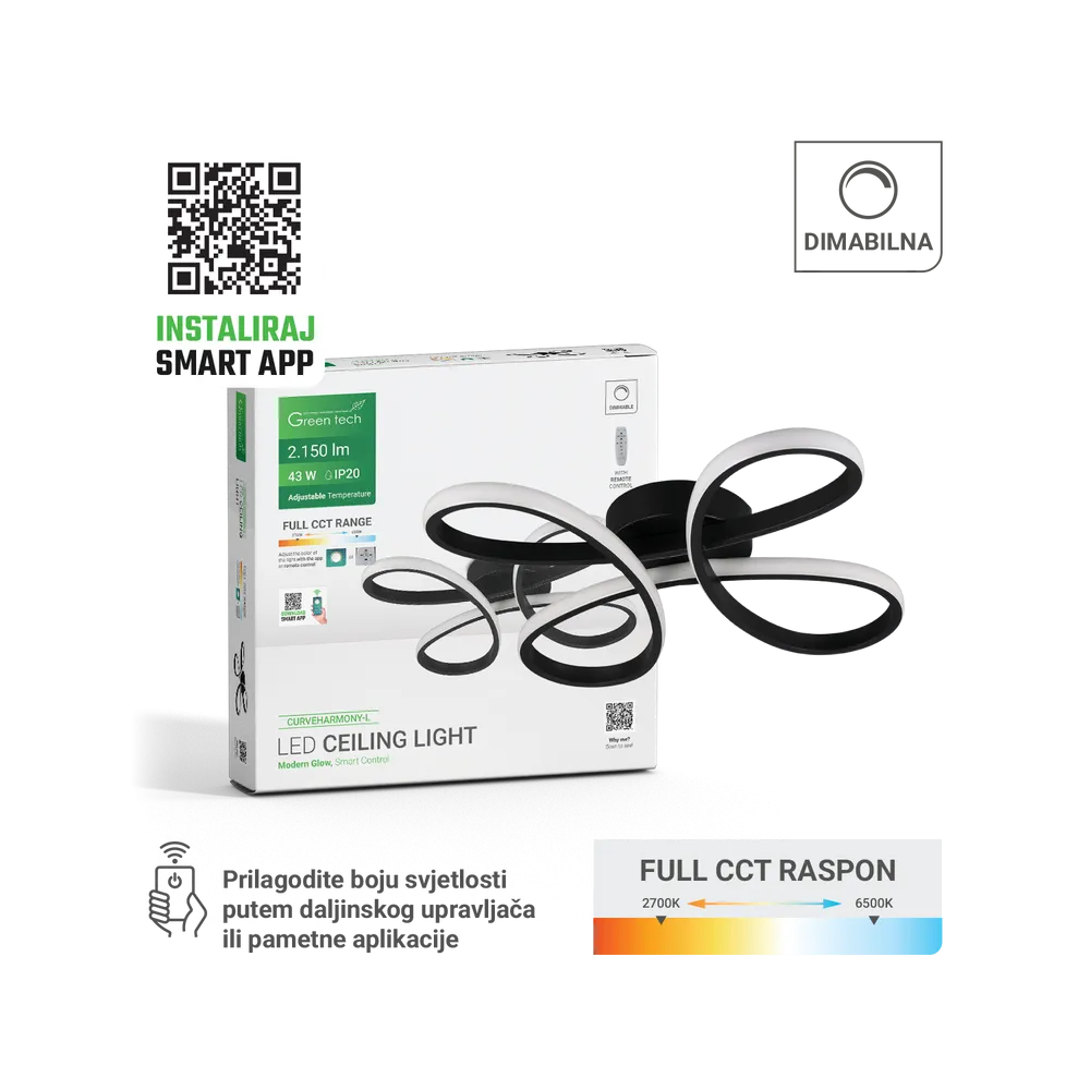 Smart LED light 43 W 2700–6500 K | CURVEHARMONY-L