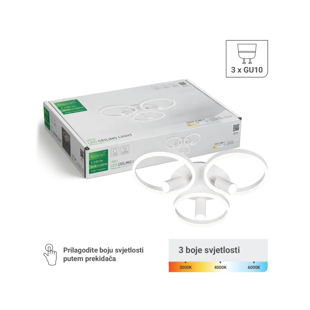 LED ceiling light 54 W 3240 lm 3CCT + 3× GU10 | SFERA-4